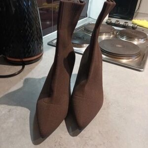 Seven7 Brown Women's Heeled Sock Boots